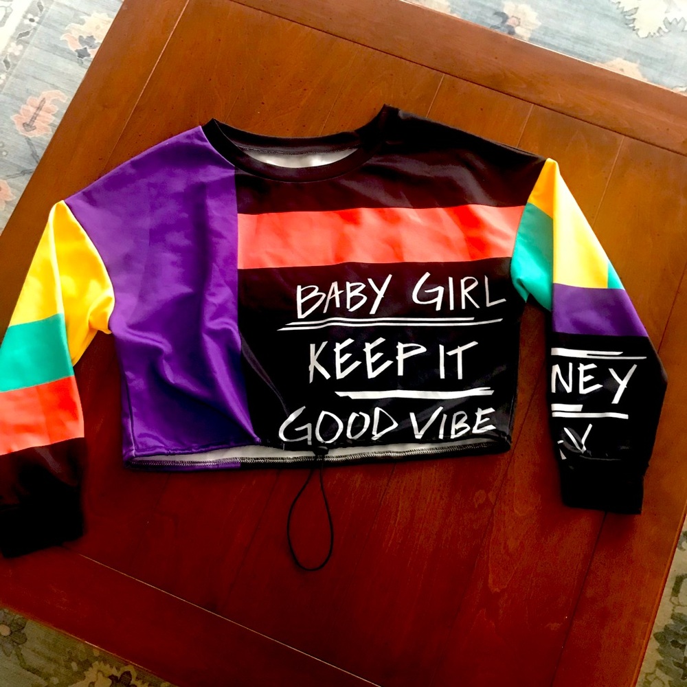 Colorful Graphic Women's Drawstring Crop Top